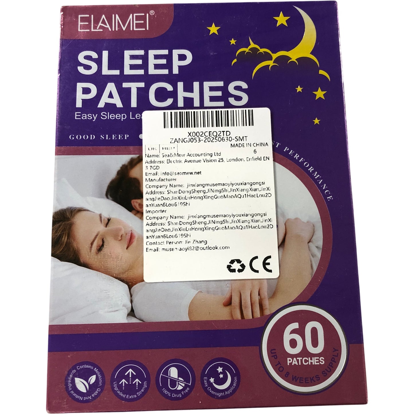 Elaimei Sleep Patches Easy Sleep Aid 60 Patches Natural Sleep Support