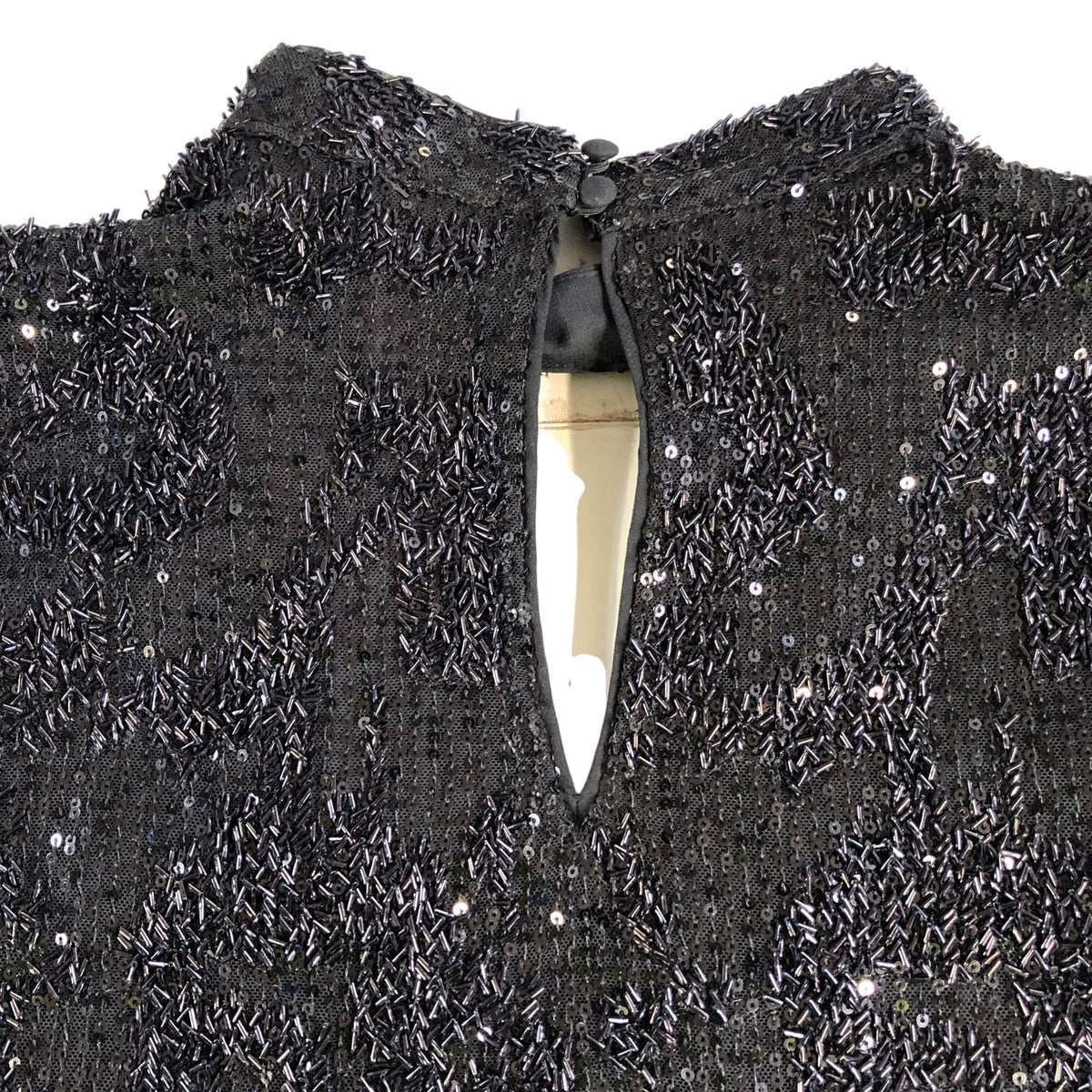 Black Sequin Long Sleeve Top UK12 Women's