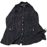 Brown Black Zebra Print Long Sleeve Shirt Dress Size 10 Women's Chic