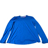 Long Sleeve Top Women's Blue Round Neck Cotton Blend UK18
