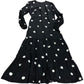 Polka Dot Maxi Dress UK6 Women's Long Sleeve Flared Hem Black Heart