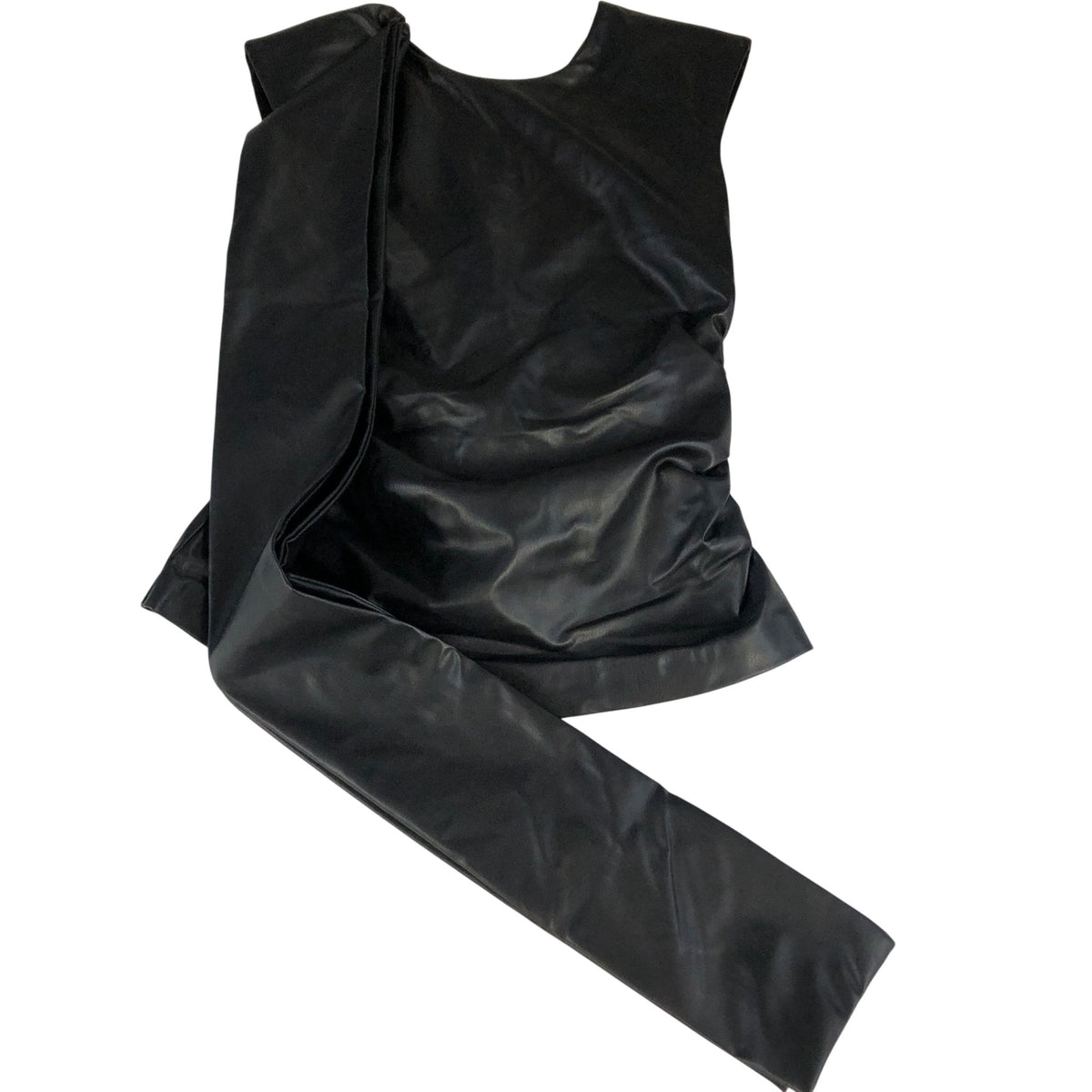 River Island Black Faux Leather Scarf Top Women’s Sleeveless Stylish Blouse