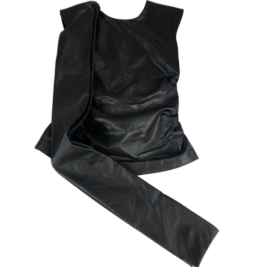 River Island Black Faux Leather Scarf Top Women’s Sleeveless Stylish Blouse