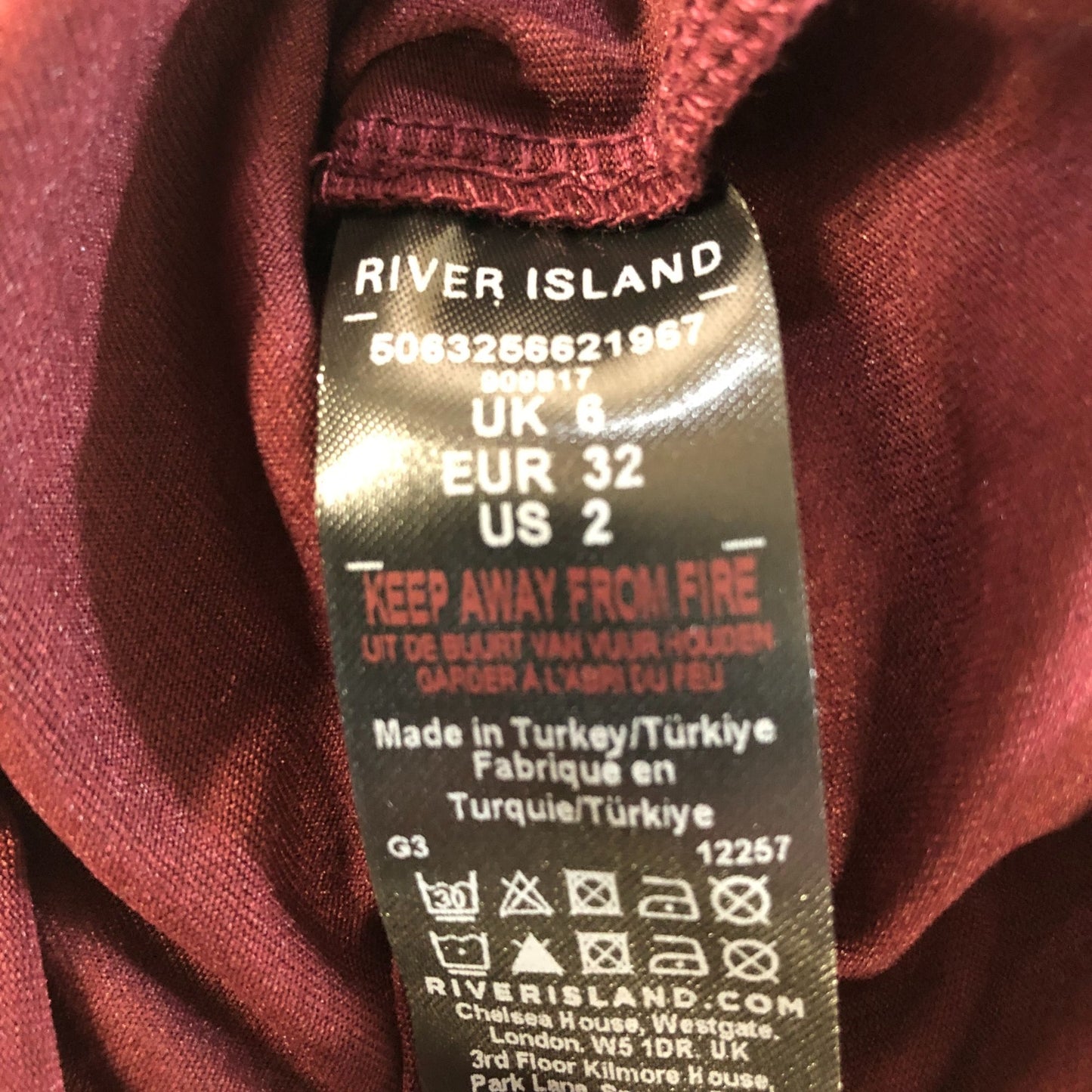 River Island Layered Midi Dress UK6 Women's Purple Burgundy Metallic Detail