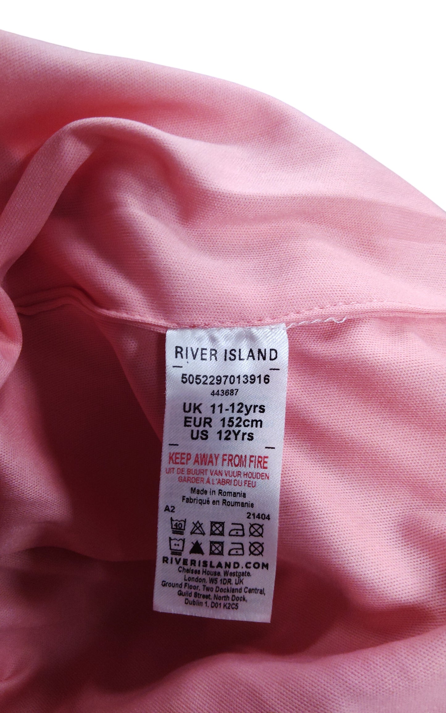 River Island Girls Pink Cherry Print Skirt UK 11-12 Years Casual Wear