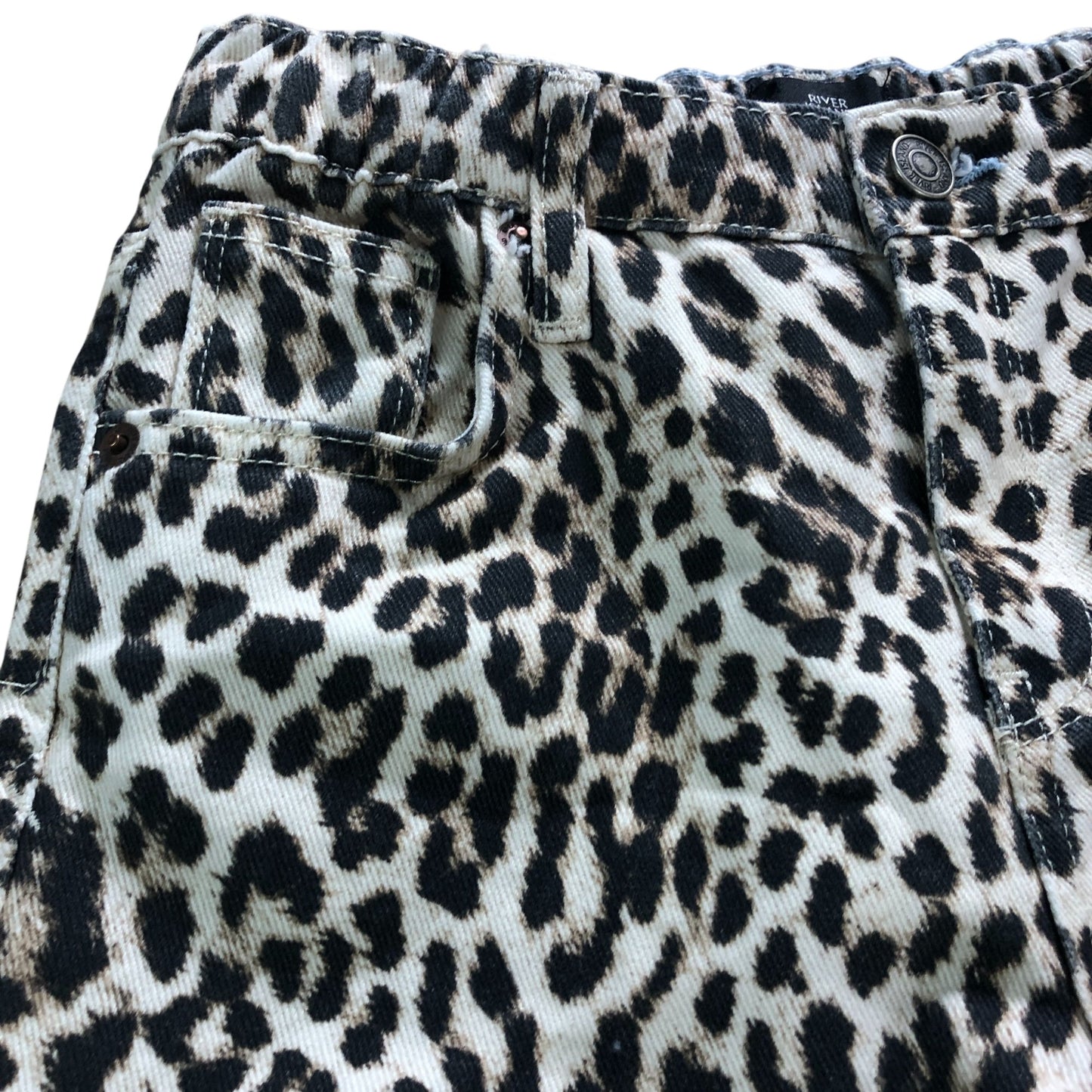 River Island High Rise Straight Trousers Girls Leopard Print Cotton 10 Years