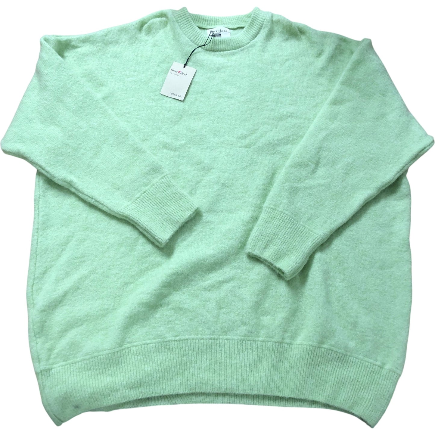 River Island Studios Relaxed Sweater UK M Women's Green Wool Blend