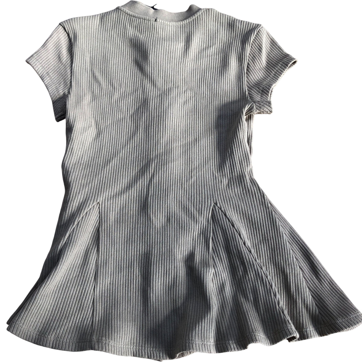 River Island Dress UK12 Women's Short Sleeve Button Front A-Line Ribbed Green