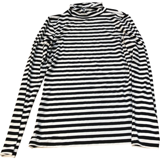 Baukjen Long Sleeve High Neck Top Women's Size 8 Black White Striped