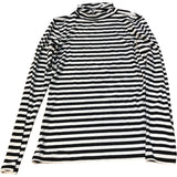 Baukjen Long Sleeve High Neck Top Women's Size 8 Black White Striped