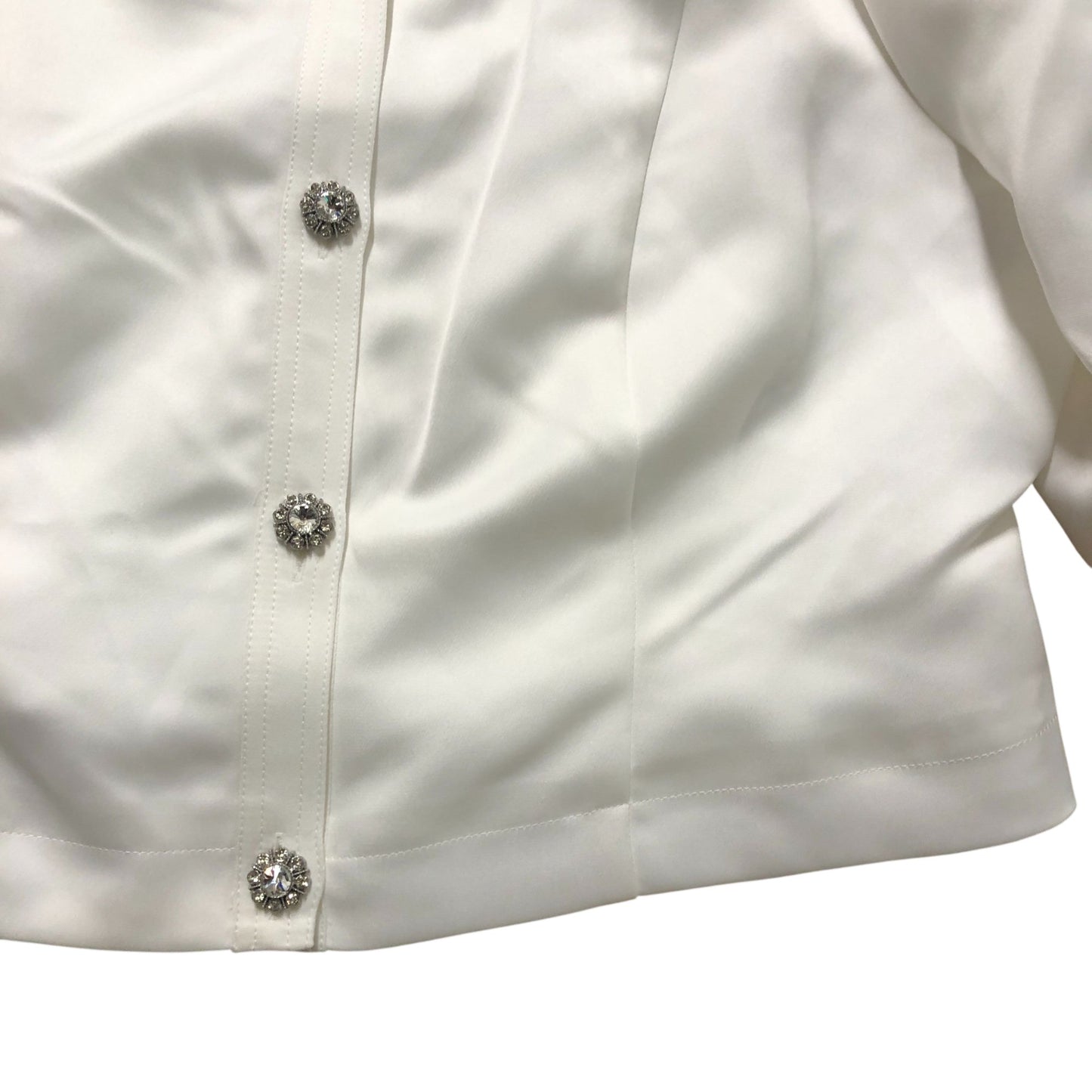 White Embellished Collar Cropped Shirt Size 16