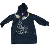 River Island Stylish Black Hoodie Style Icon Kids 2-3 Years Pullover Gold Design