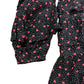 UK12 Women's Black Heart Print Dress Ruffled Sleeves