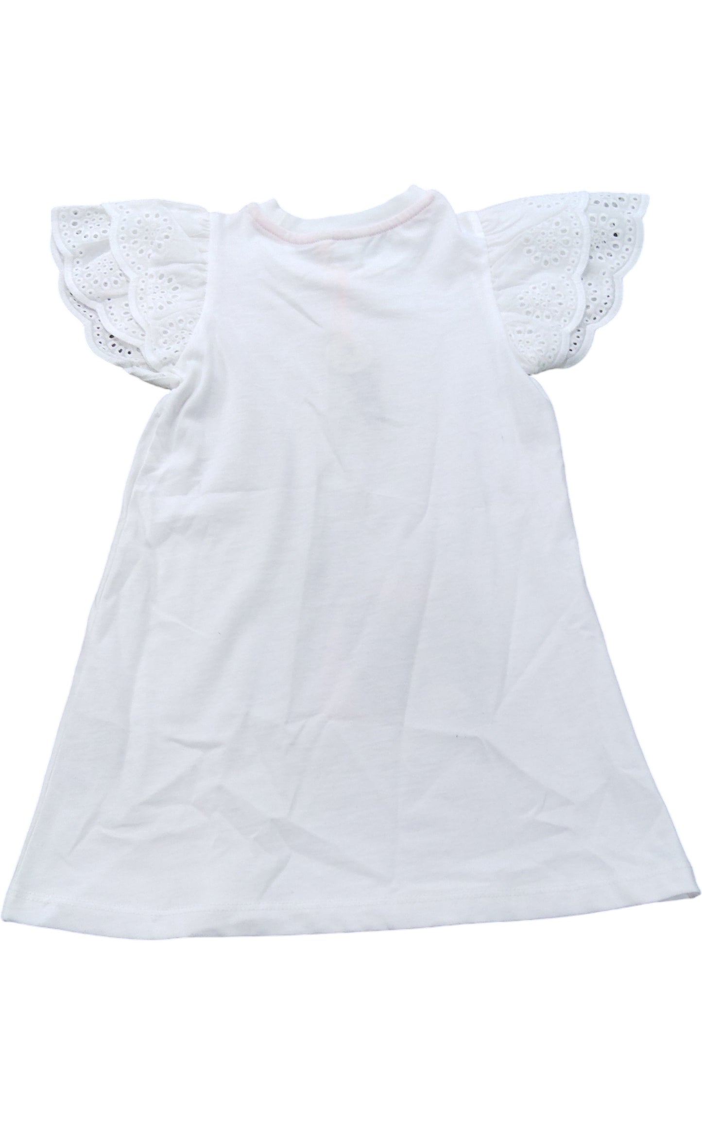 River Island Girls T-Shirt 18-24 Months White Bow Handbag Print Eyelet Sleeves