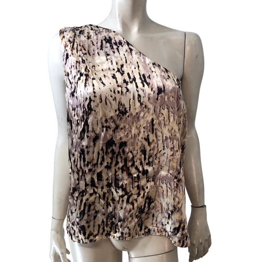 Stylish Animal Print One Shoulder Top Size UK16 Women's Chic Fashion Blouse