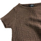 River Island Brown Short Sleeve Top UK7-8 Years Girls Textured Tie Waist