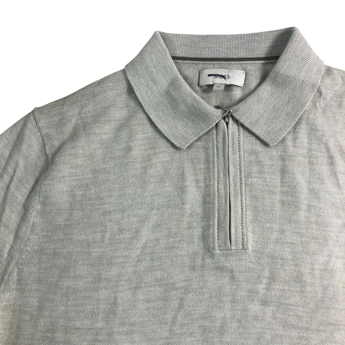 Moss Men's Zip Neck Polo Shirt UK M Zip