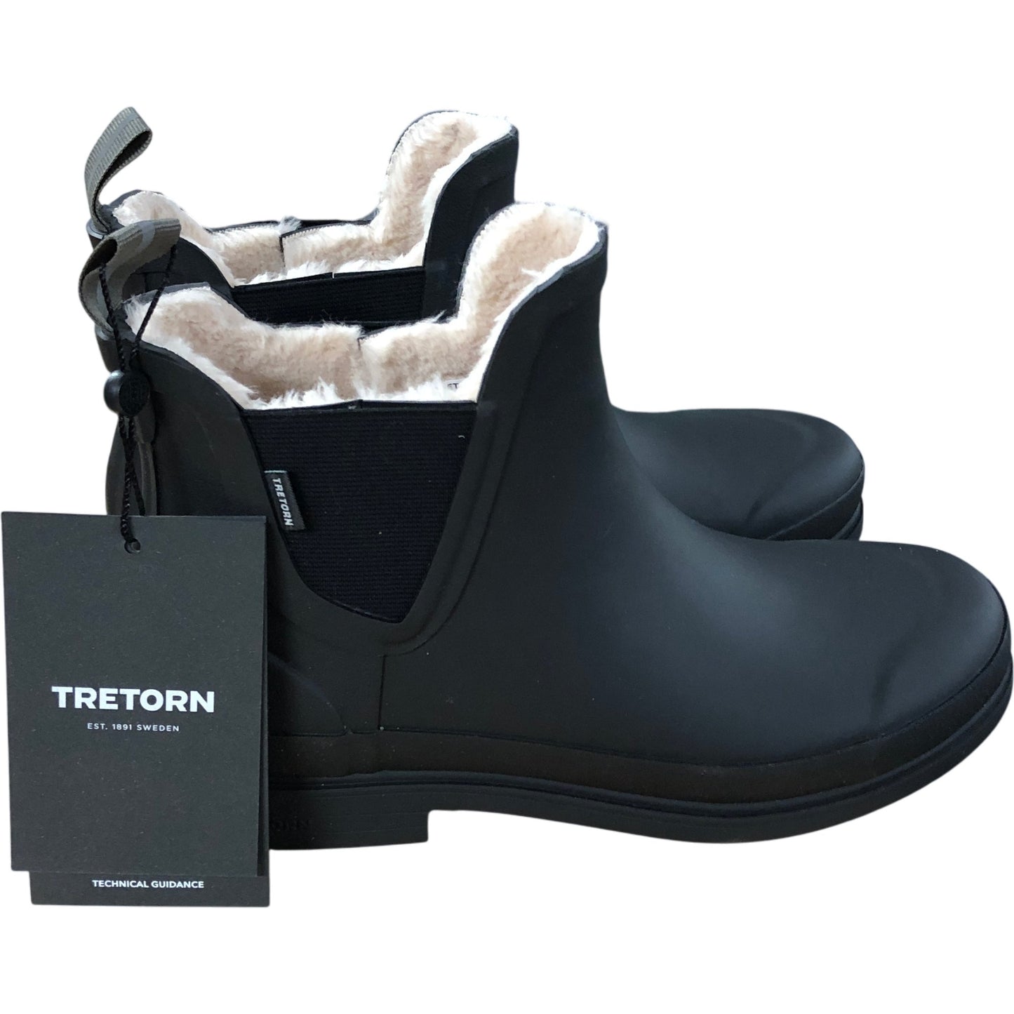 Tretorn EVA W 6.5 Women's Black Rubber Chelsea Boots Warm Lining Waterproof