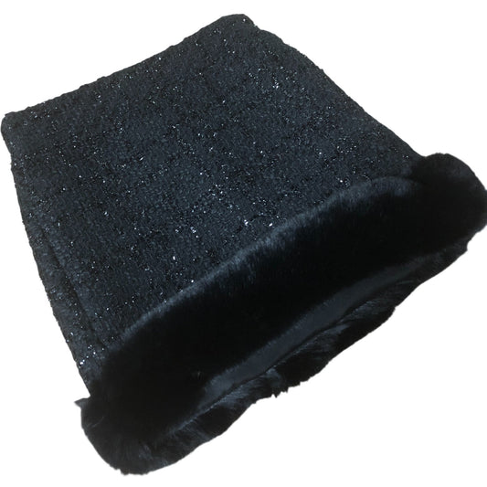 River Island Mini Black Skirt 18-24 Months Girls Faux Fur Trim Sparkly Design
