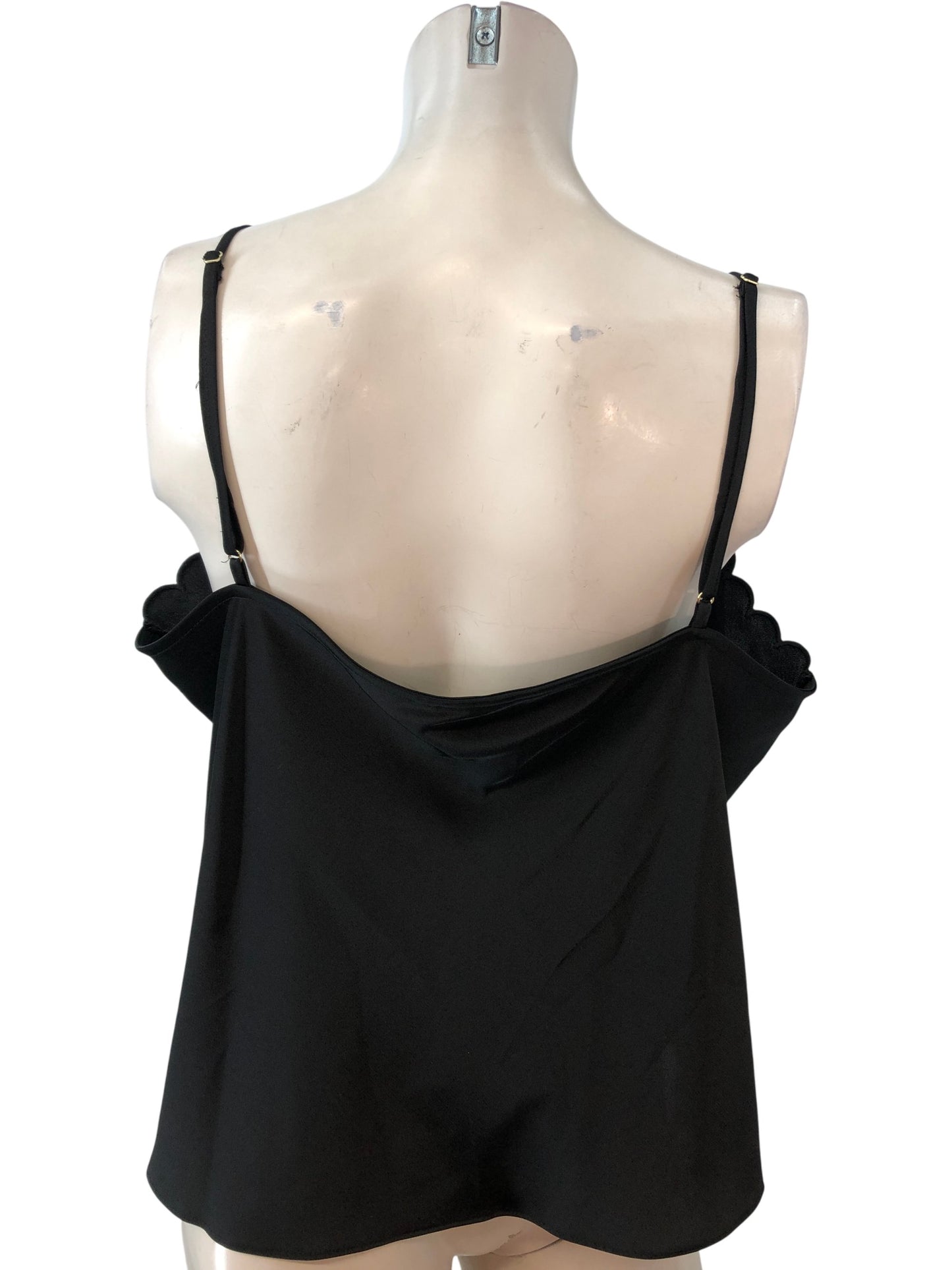 River Island Black Camisole Top UK18 Women's Scallop Hem Sleeveless Fashion