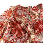 Floral Print Blouse UK XS Women's Ruffled Long Sleeve