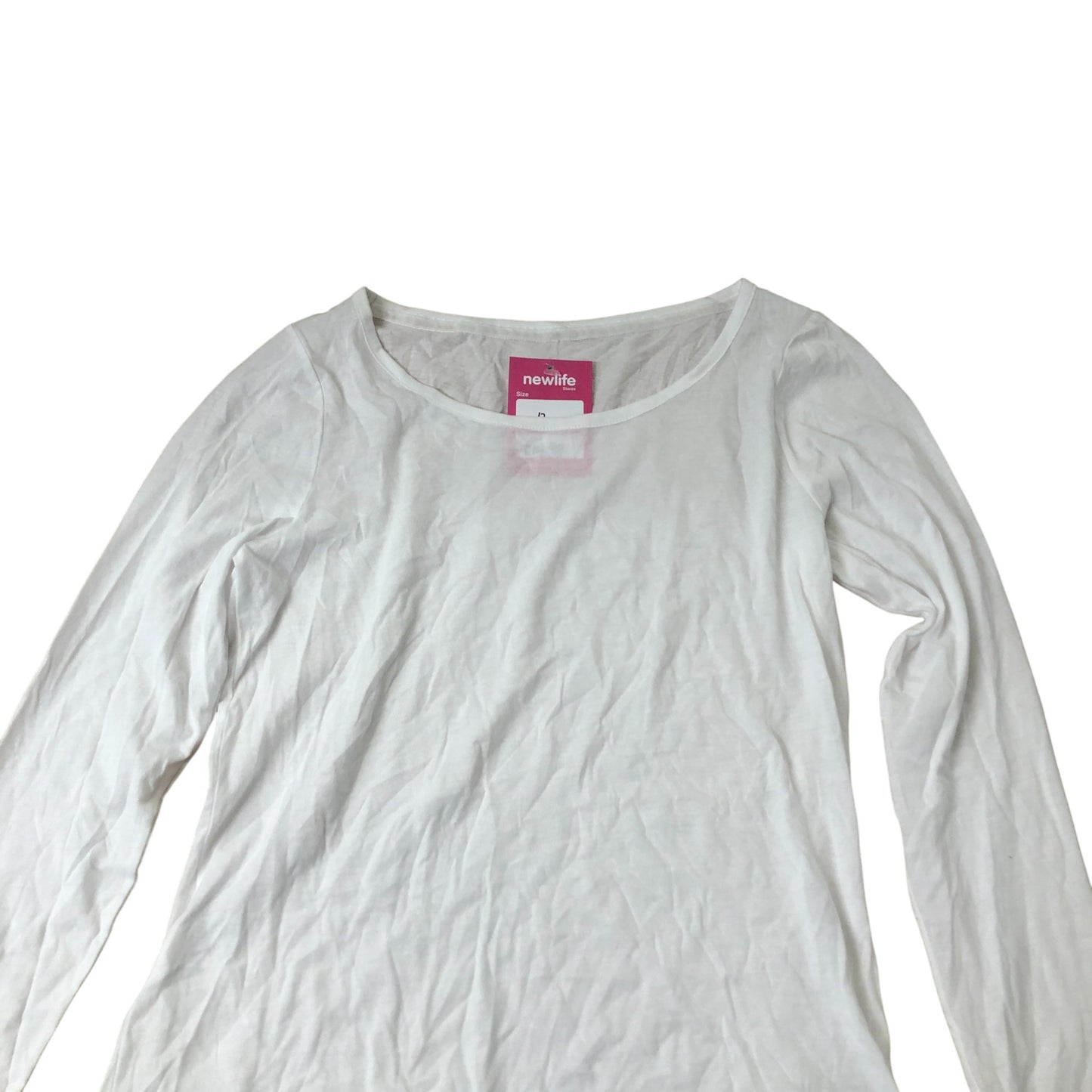 Women's Long Sleeve Top White Cotton Casual Wear Fashion UK12