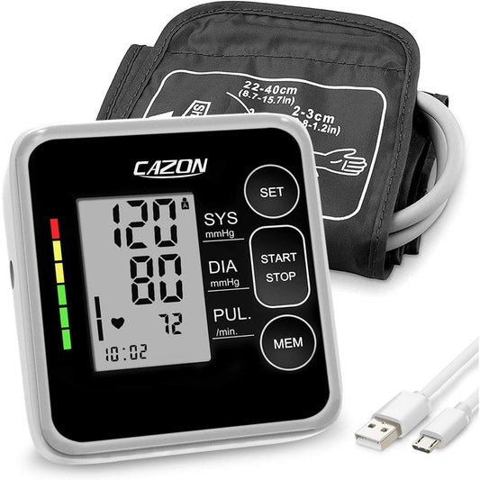 Cazon Digital Blood Pressure Monitor Upper Arm Intelligent Type 120 Sets Memory