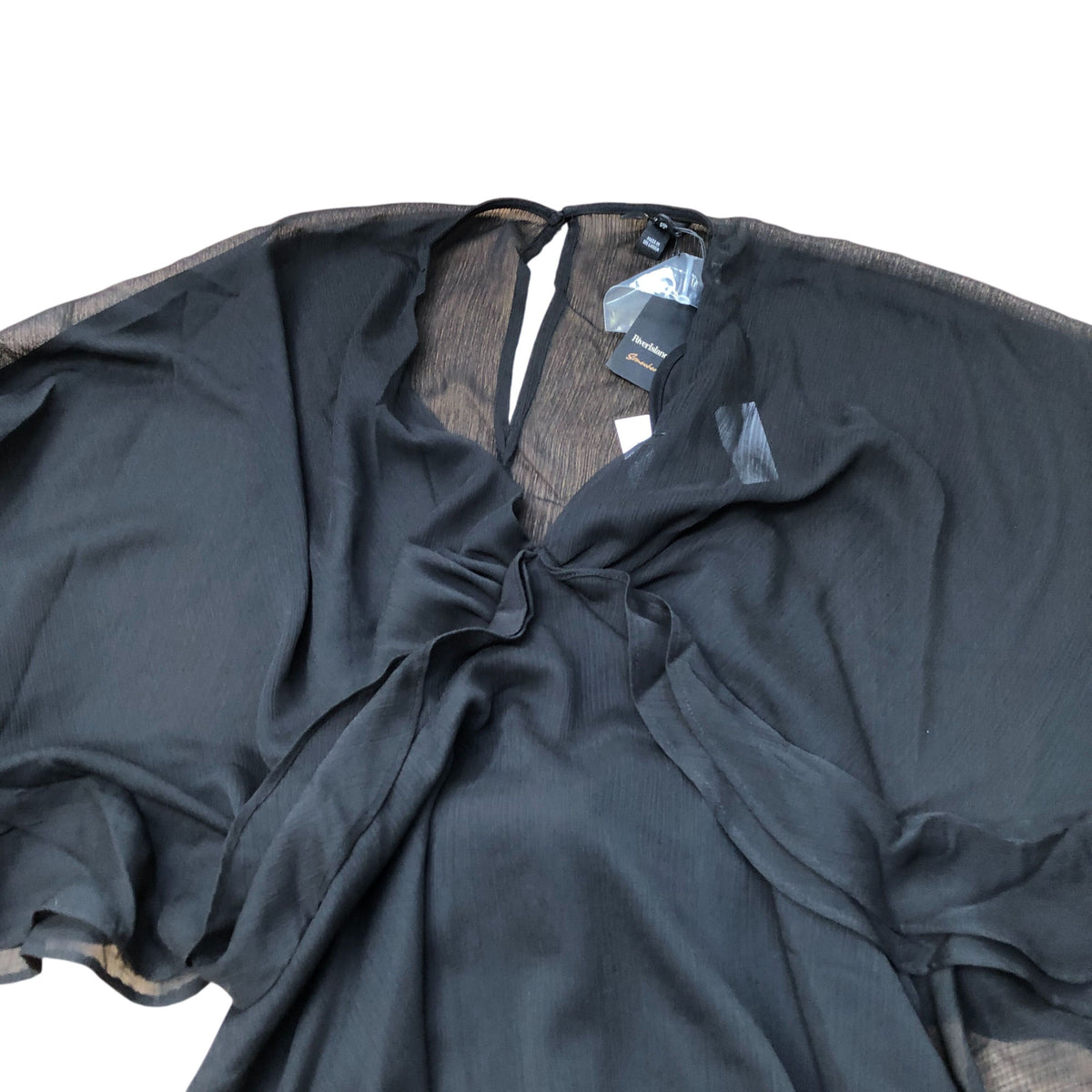 River Island Black Chiffon Cape Mini Dress Women's Flowy Cape Sleeve