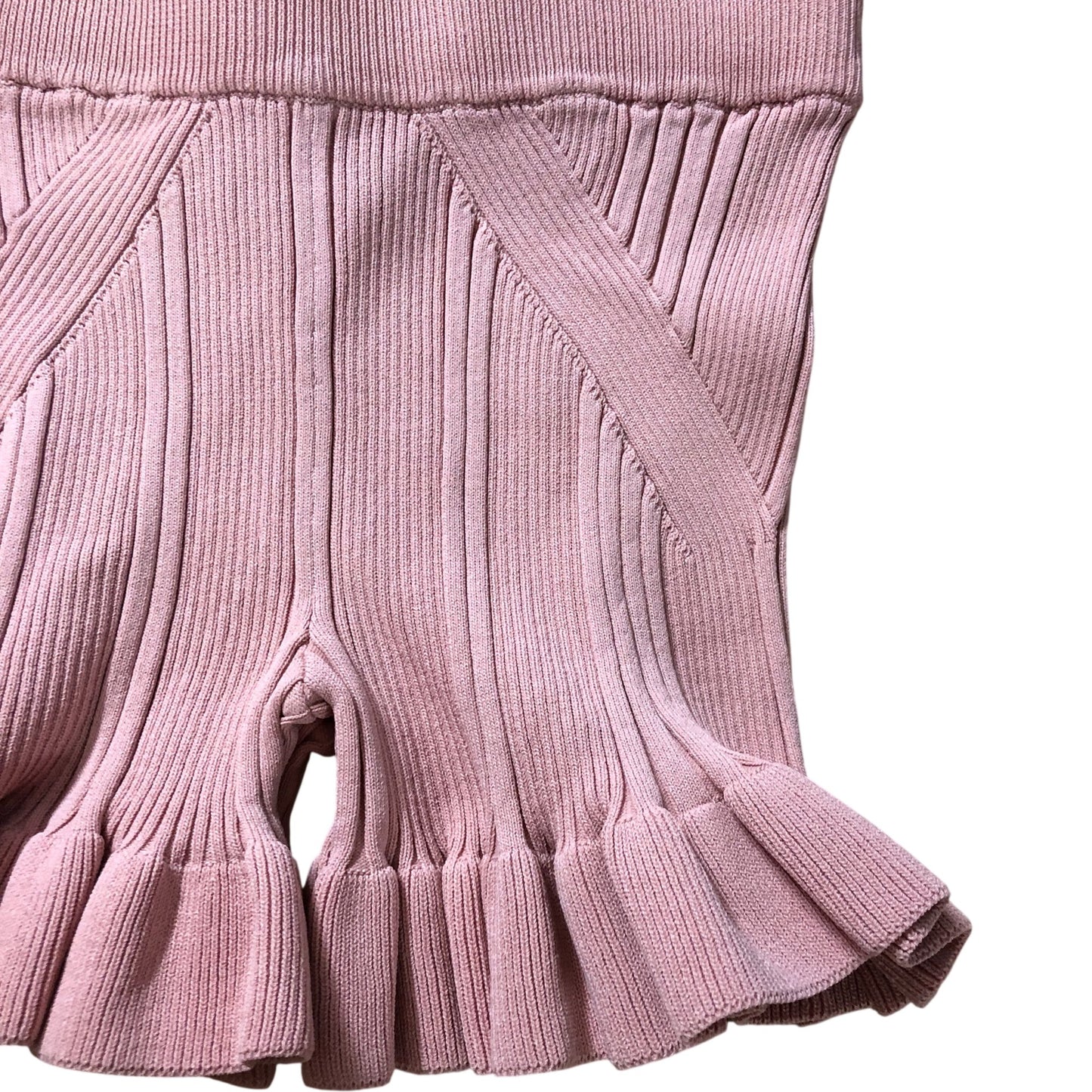 River Island 9-10 Years Girls Ribbed Frill Hem Shorts Pale Pink