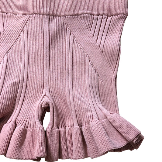 River Island 9-10 Years Girls Ribbed Frill Hem Shorts Pale Pink