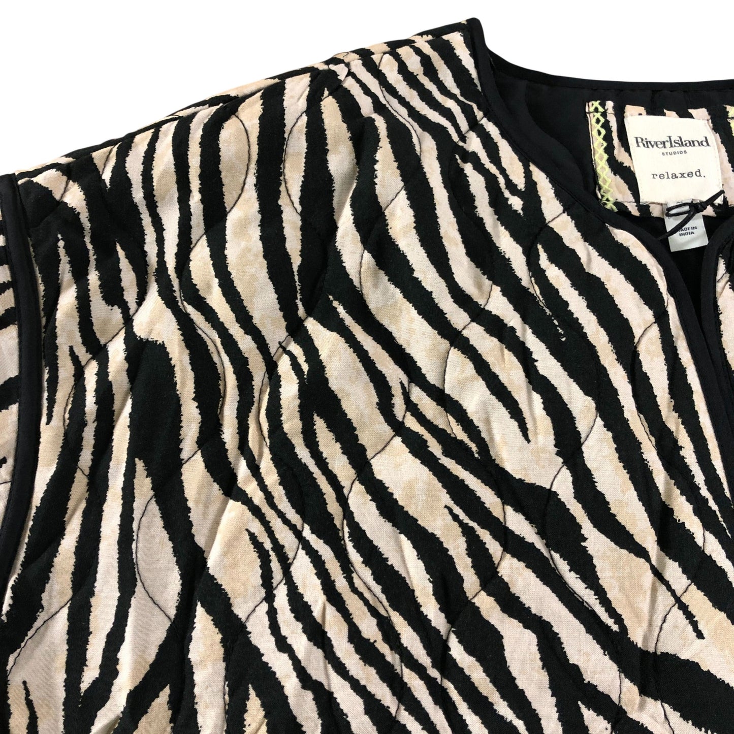 River Island Zebra Print Quilted Jacket Women's Stylish Outerwear Large
