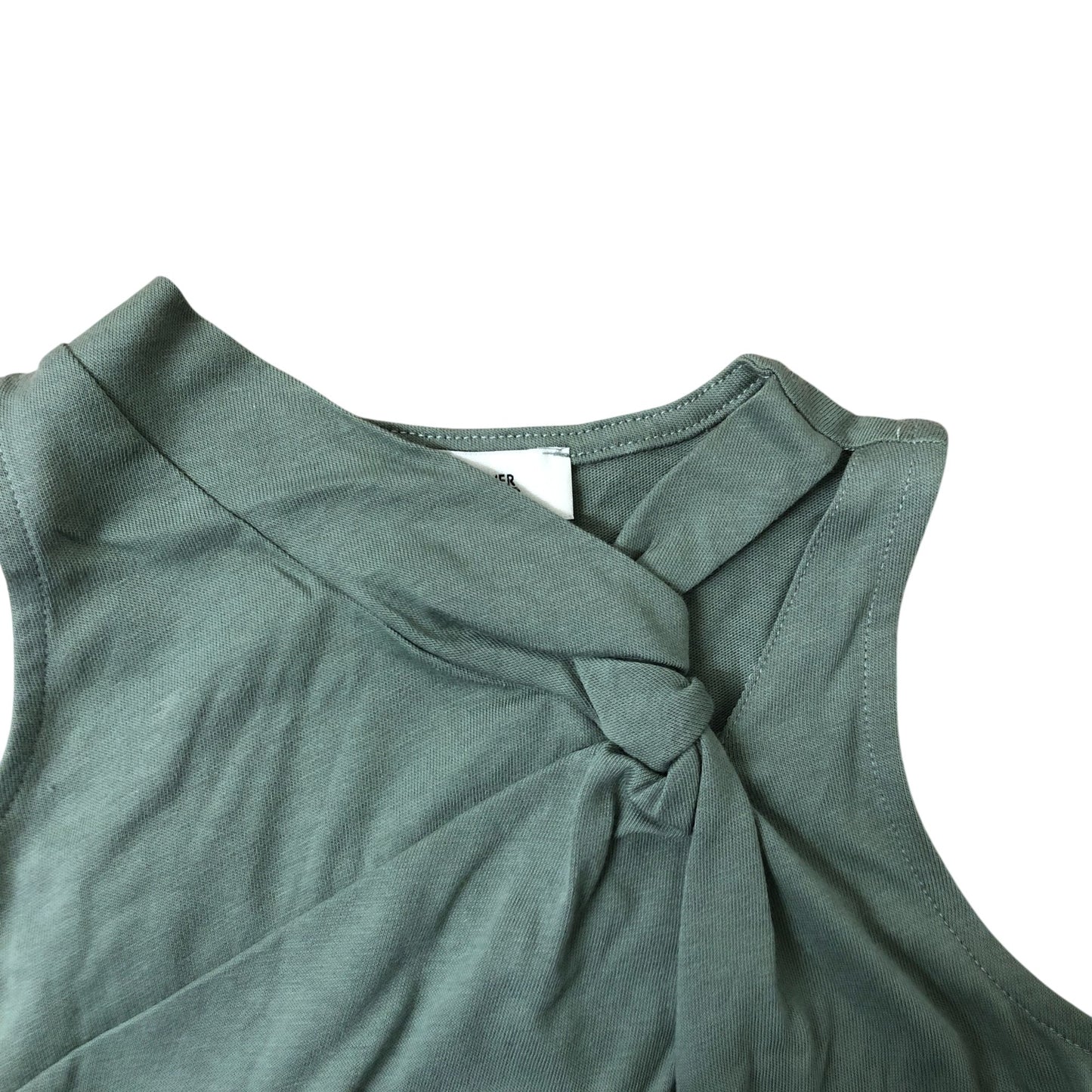 River Island Girls Knotted Tank Top Size 7-8 Years Green Cotton Sleeveless