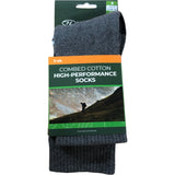 Trek Combed Cotton High Performance Socks UK3-6 Unisex Small Grey 70% Cotton