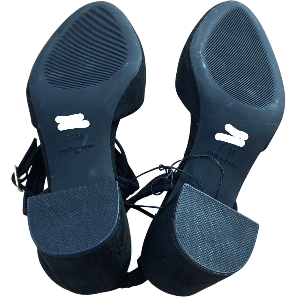 Black Suede Heels Size 6 Women's Block Heels Adjustable Strap
