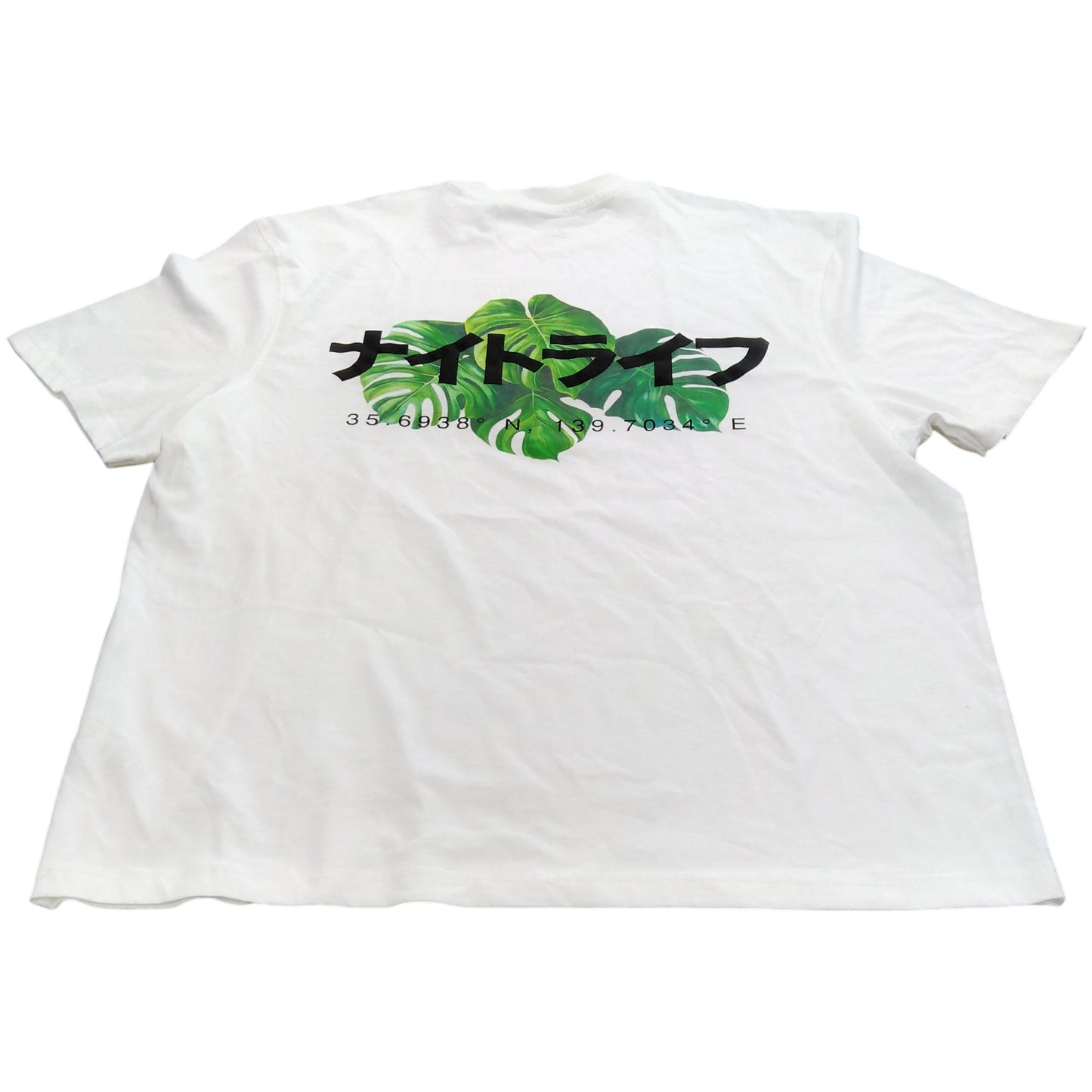 River Island Regular Fit T-Shirt XL Men's White Green Print Tropical Design