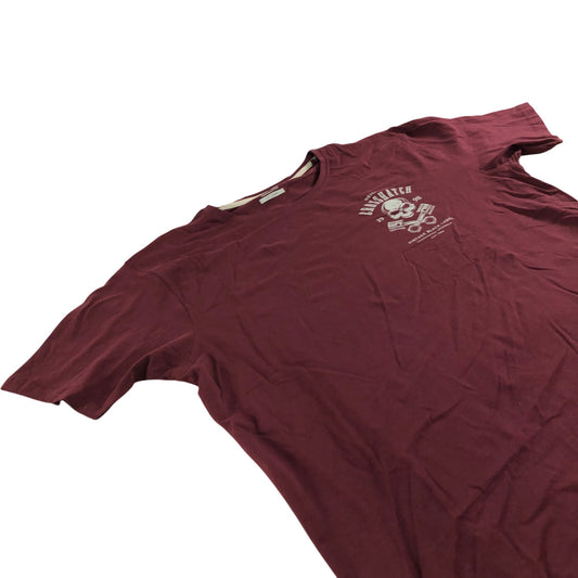 Crosshatch Vintage Black Label Skull Graphic T-Shirt Men's Burgundy XXL