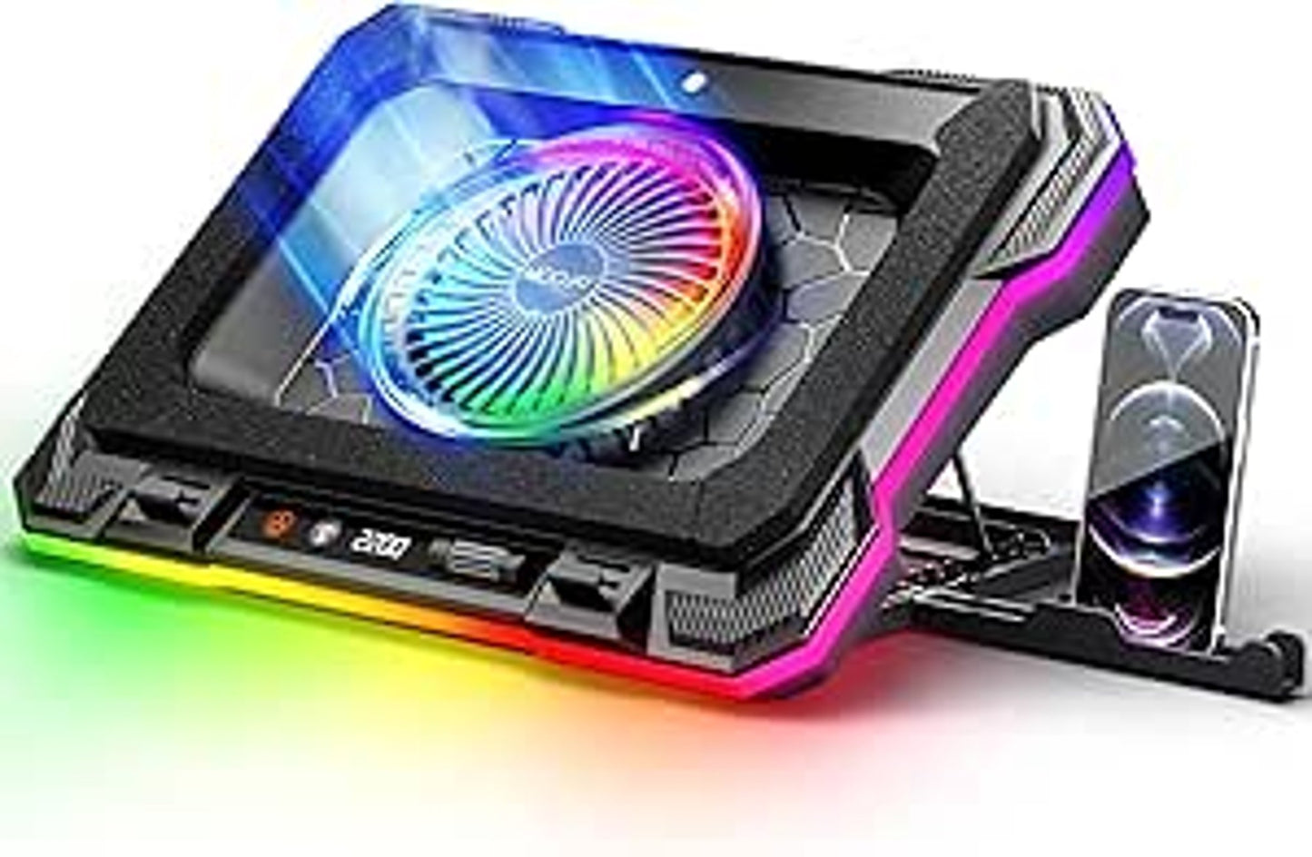 Moojay C51 RGB Laptop Cooling Pad Adjustable Turbo Fan Dual USB Ports 10 Modes