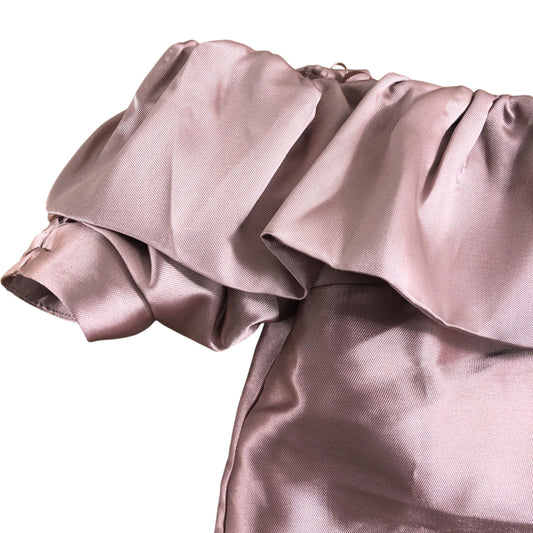 River Island Off The Shoulder Top UK6 Women's Blush Satin Ruffle Blouse