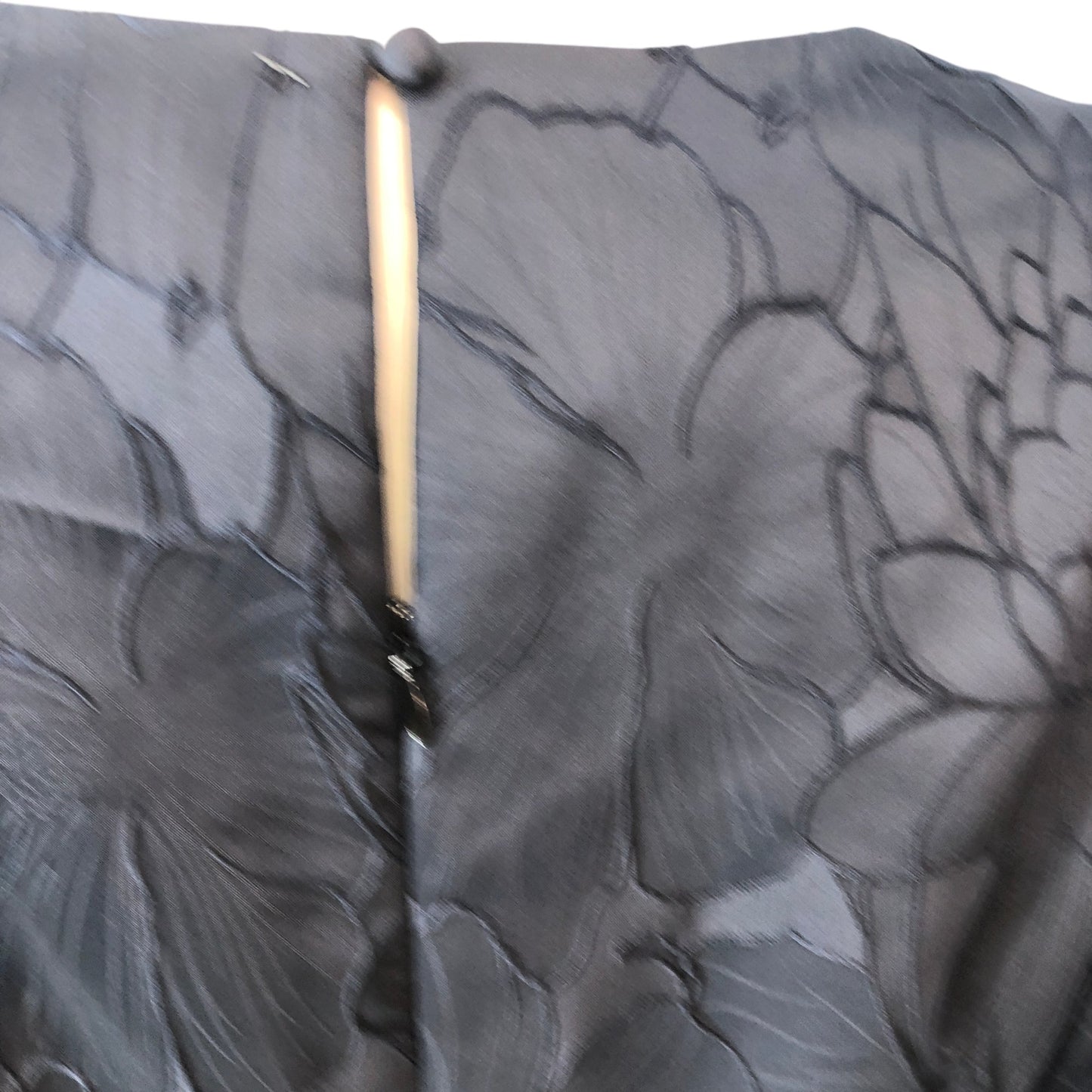 Branded Navy Floral Puff Sleeve Blouse UK12 Women's V Neck Top Semi Sheer