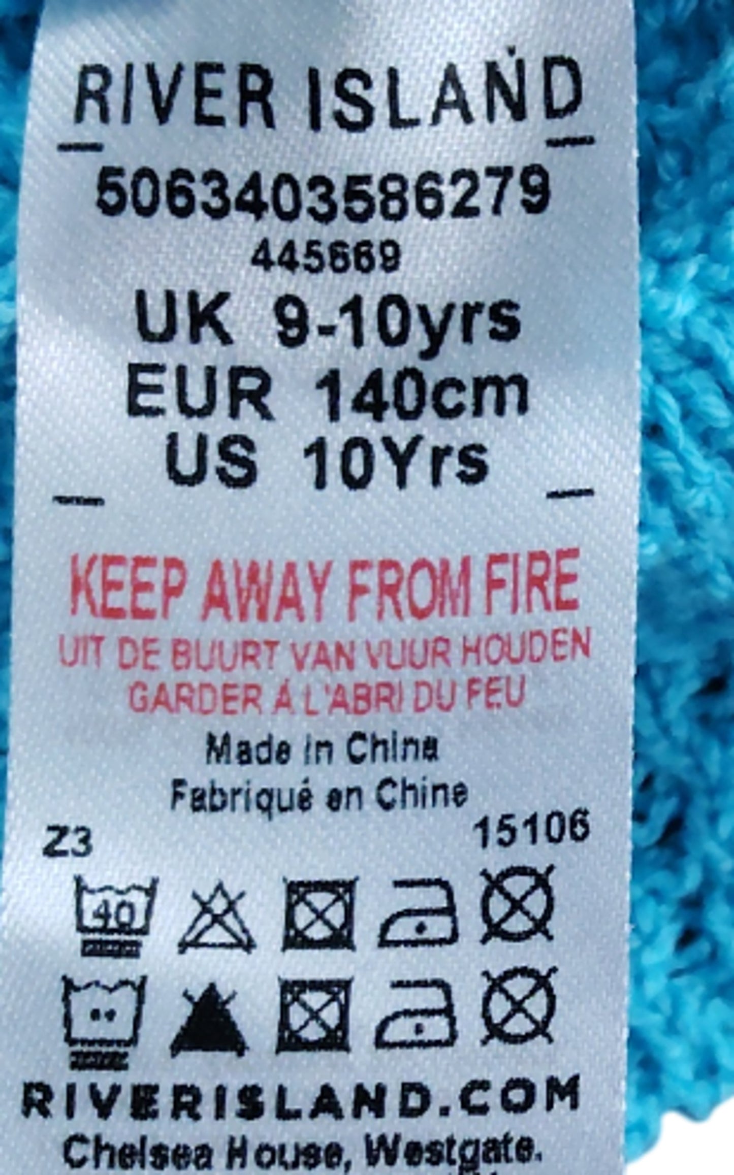 River Island Girls Cardigan 9-10 Years Knit Layered Aqua Blue Patterned