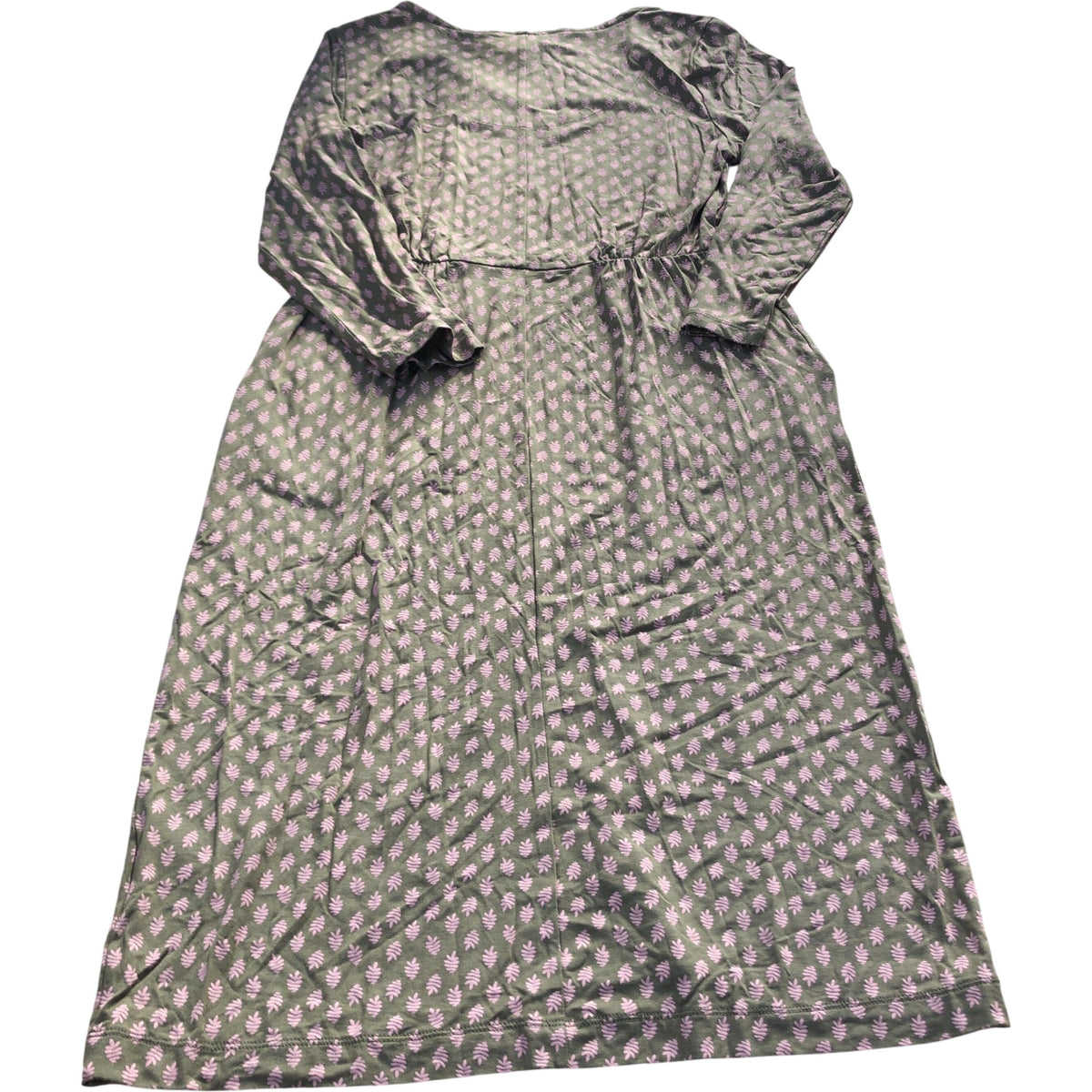Long Sleeve Dress Size UK Size 10 Women's Floral V Neck Olive Green