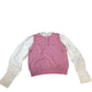 River Island UK8 Women's Pink Sweater Top With White Long Sleeves And Buttons