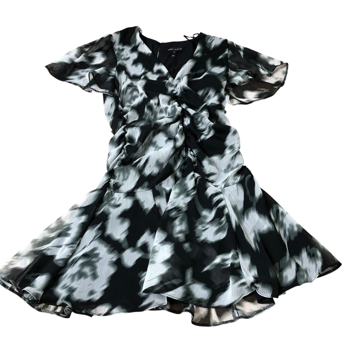 River Island Women's Dress Black White Floral Pattern Short Sleeve UK8