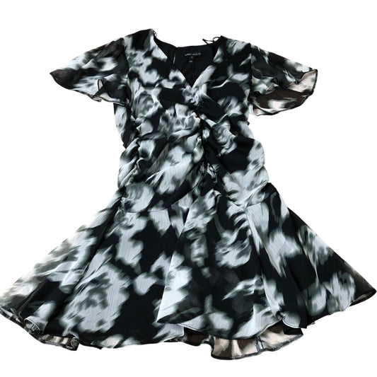 River Island Women's Dress Black White Floral Pattern Short Sleeve UK8