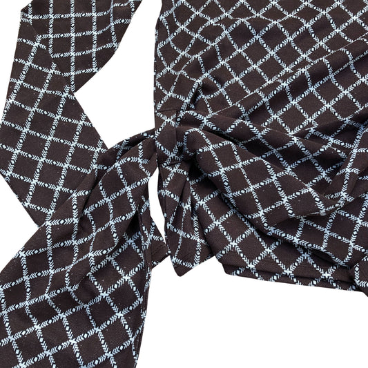 River Island Long Sleeve Wrap Top Size Brown Diamond Pattern