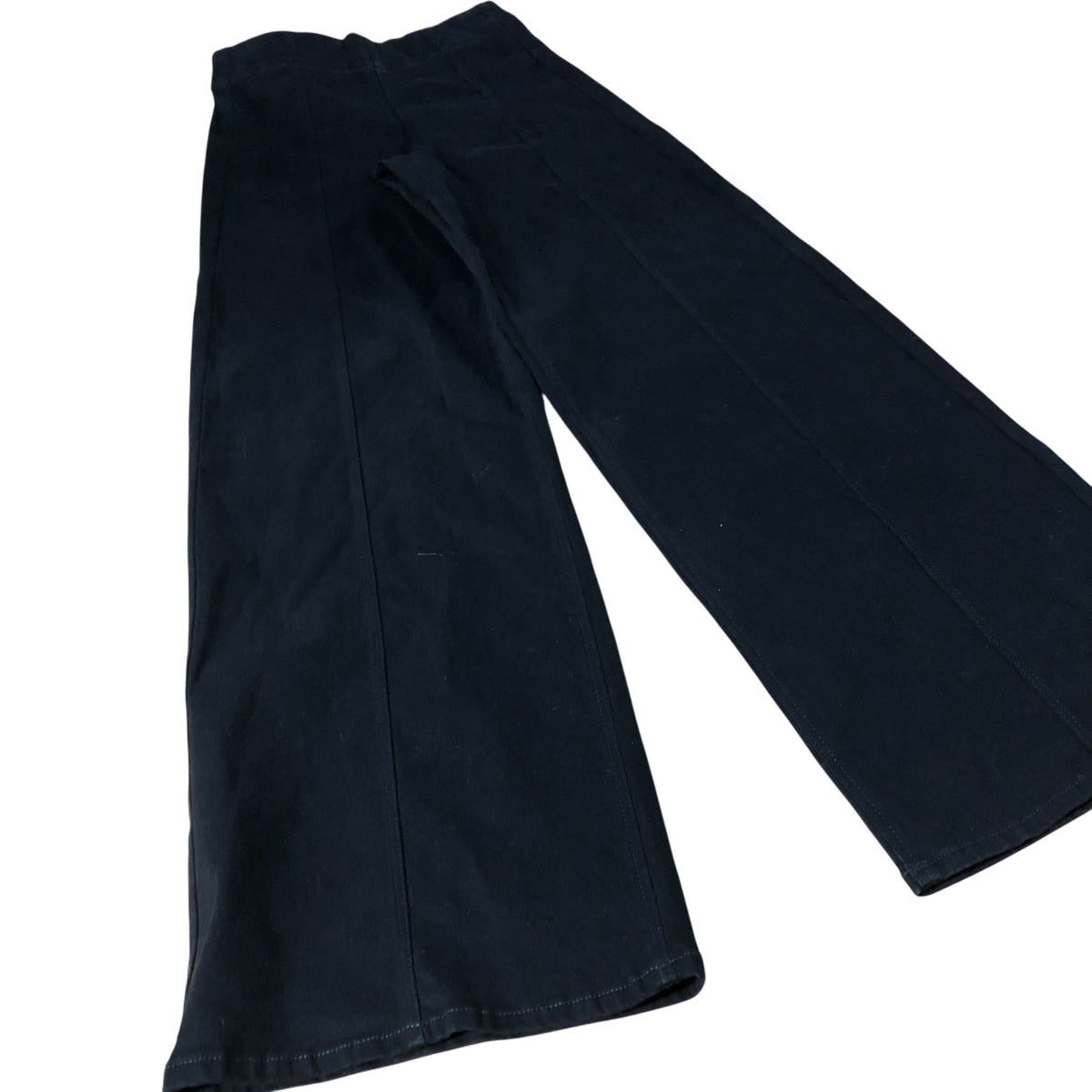 Wide Leg Black Trousers Women UK8 Long