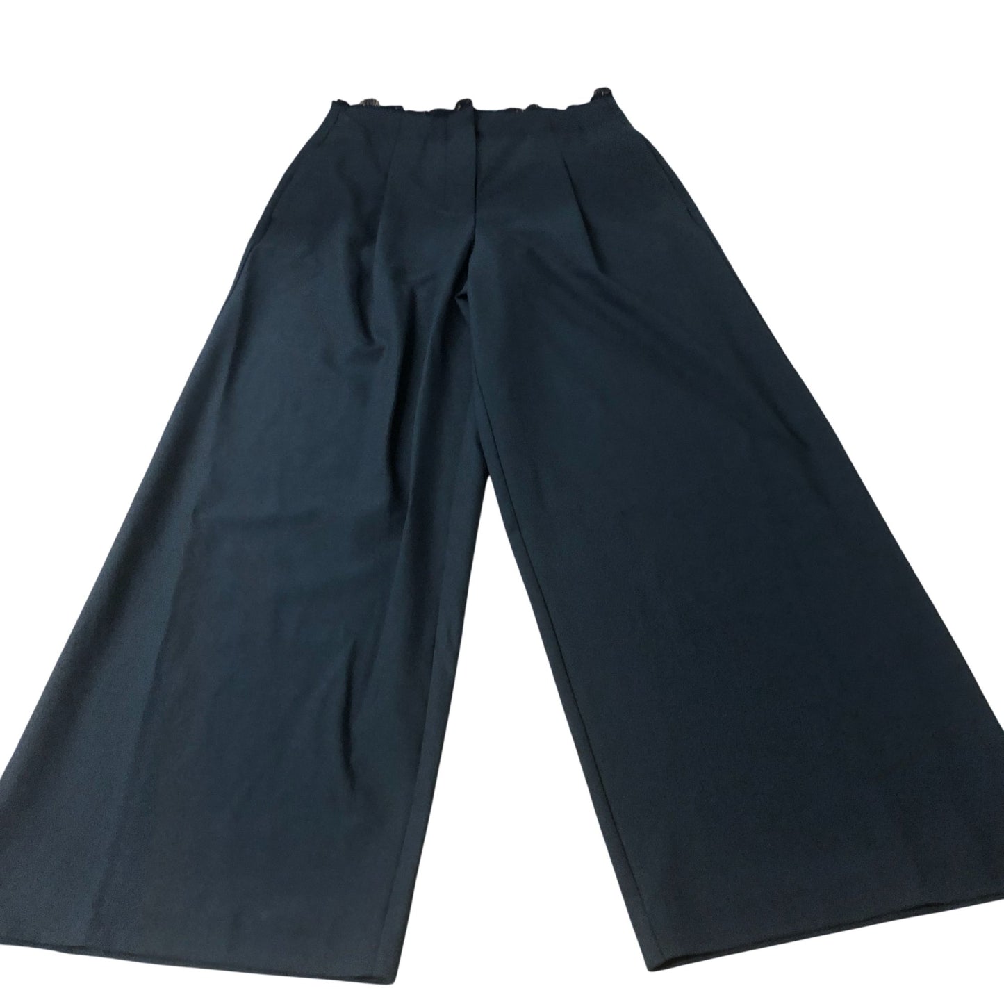 Wide Leg Trousers Women's Black Soft Fabric Pull On Stretch UK10 Small
