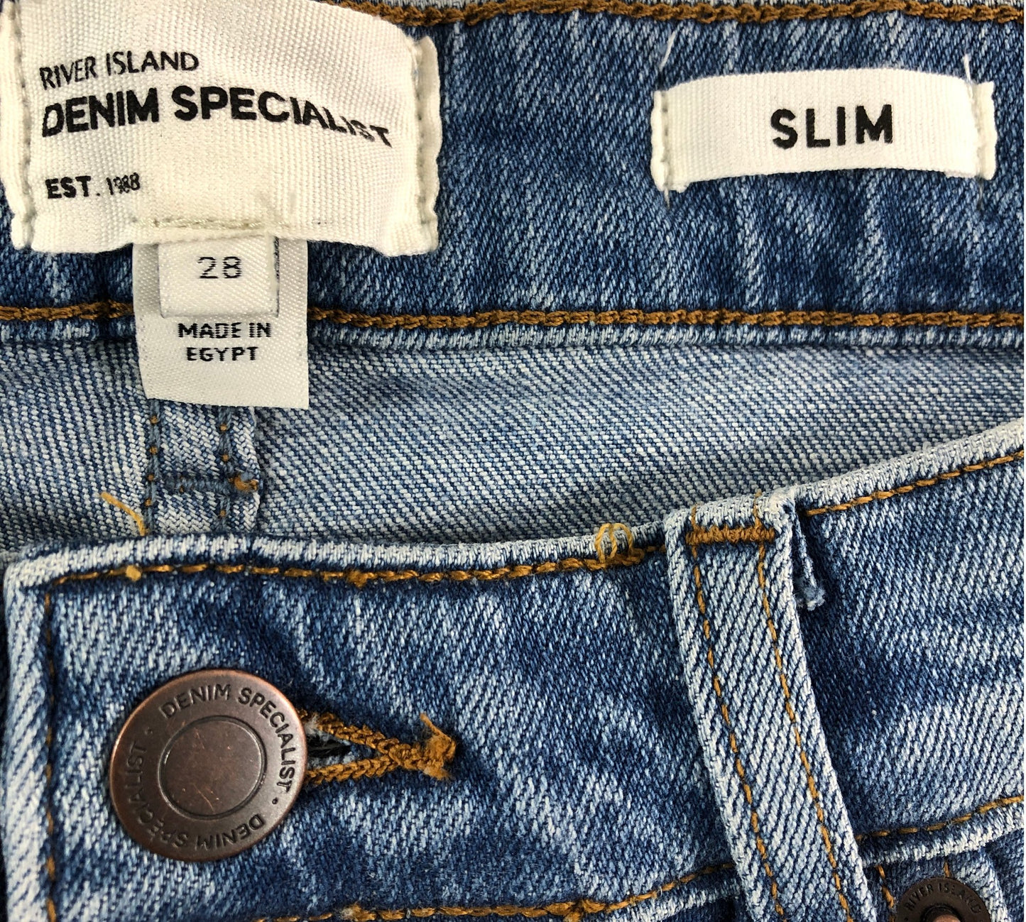 River Island Denim Specialist Slim W28 Men's Shorts Blue Medium Denim