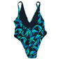 Etam Women's Swimwear UK12 One Piece Swimsuit Green Leaf Print