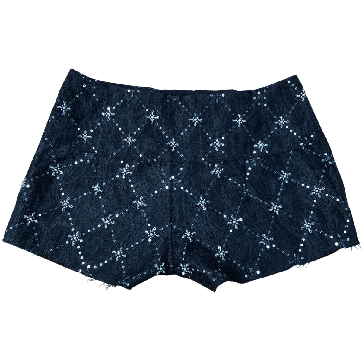 Black Sequin Embellished Lace Shorts